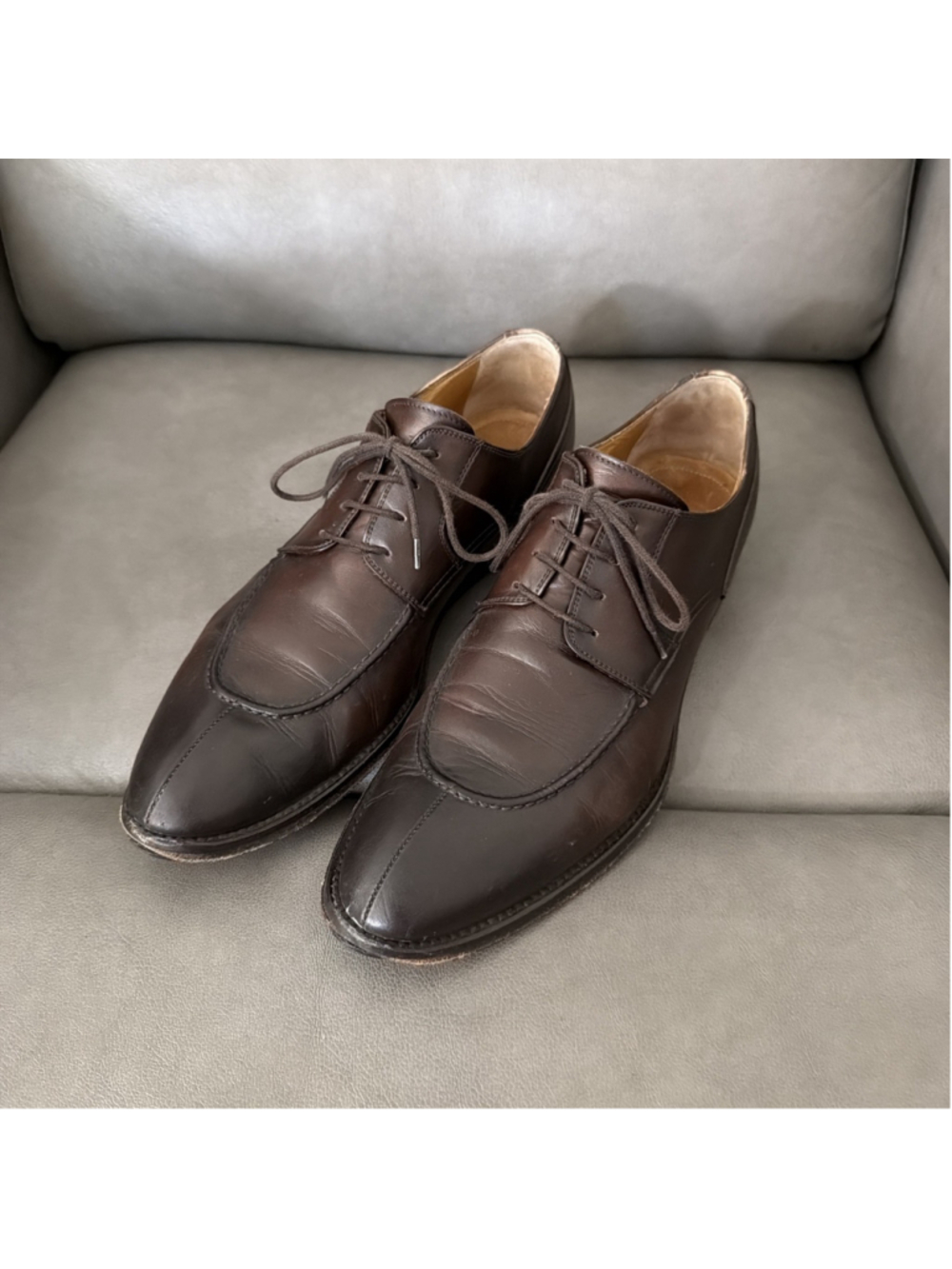 MEN’S ANTONIO MAURIZI OXFORD SHOES LEATHER LOAFERS ITALY ITALIAN BROWN LACE 42